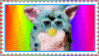 furby on rainbow background
